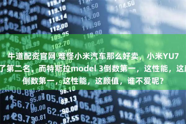 牛道配资官网 难怪小米汽车那么好卖，小米YU7的辅助驾驶拿到了第二名，而特斯拉model 3倒数第一，这性能，这颜值，谁不爱呢？
